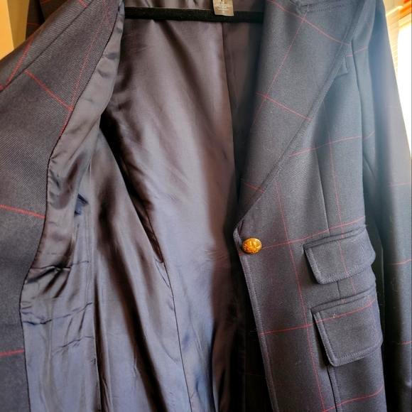 Beautiful Smythe navy and red window pane blazer size 4 - Picture 3 of 4